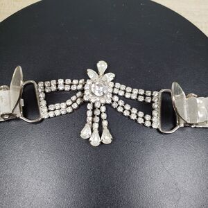 Vintage Pelican USA Crystal Rhinestone Cardigan Sweater Dress Clip Silver Tone